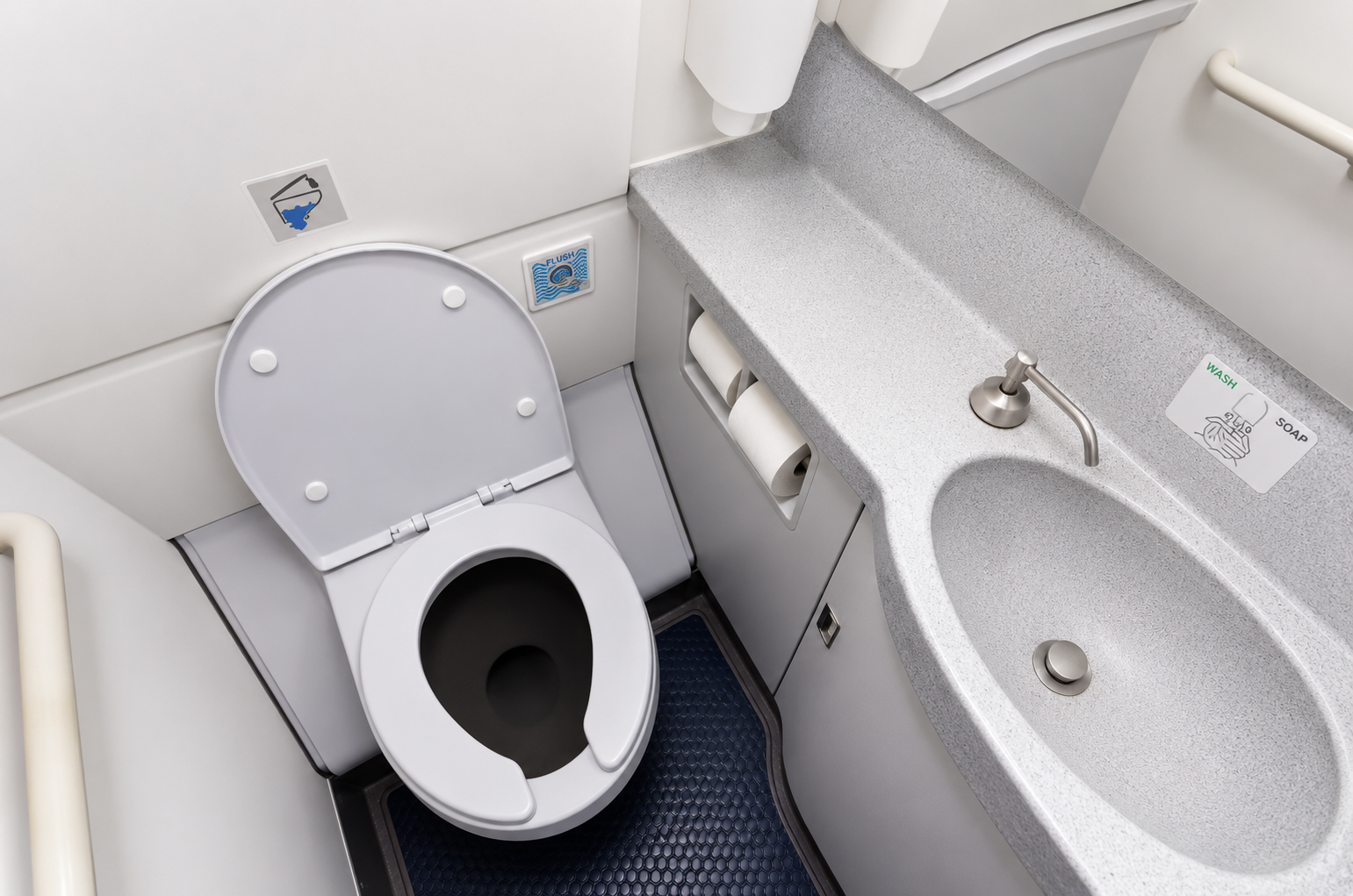 The blue liquid problem: why airplane toilet chemicals make wastewater surveillance harder — and how science solved it